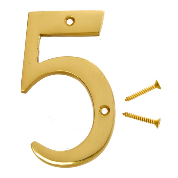 Hy-Ko 4In Solid Brass Number 5, 5PK A10495 - main